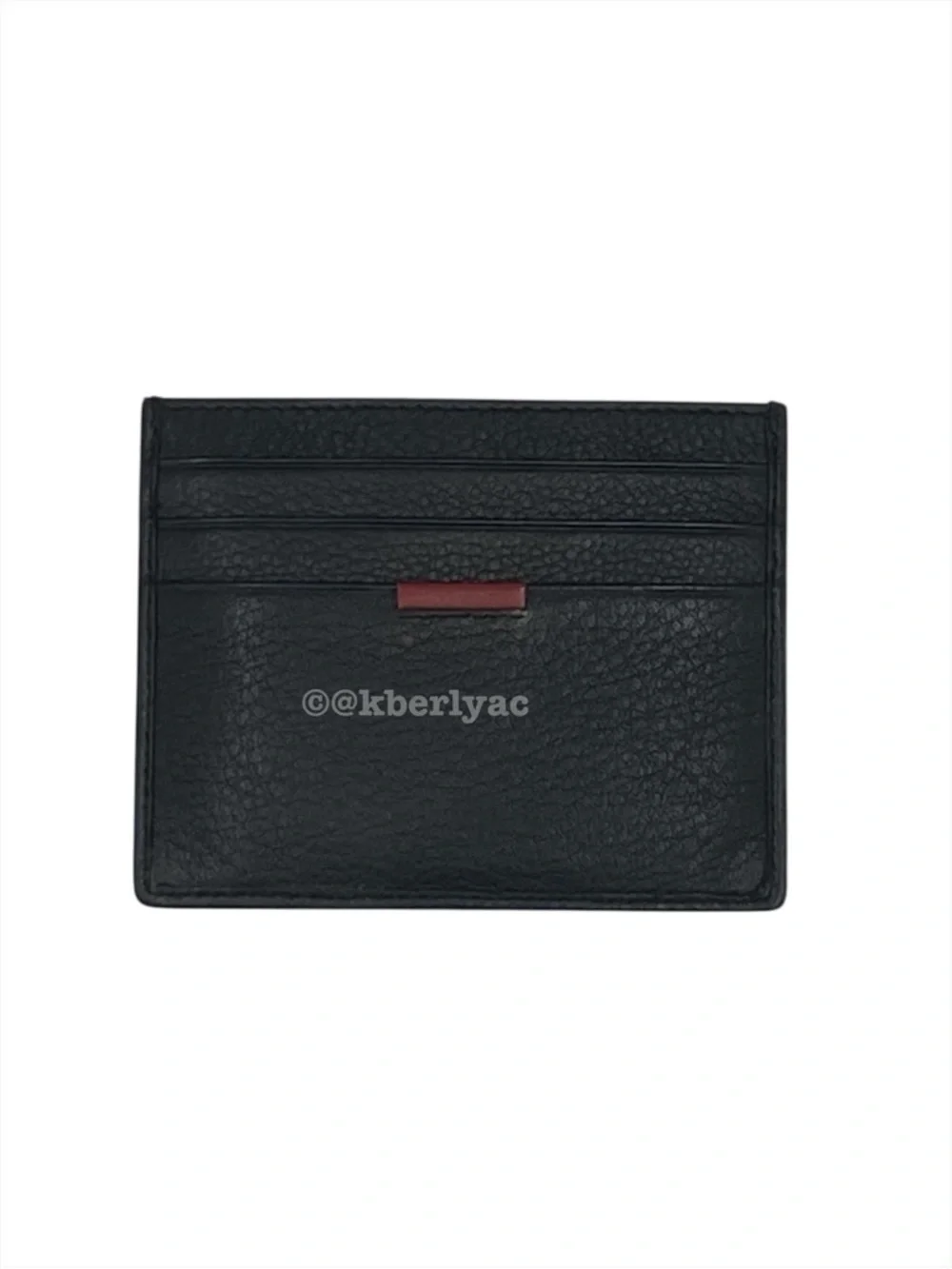 Hammitt Cambria Black Gunmetal Pebbled Leather Card Holder Case